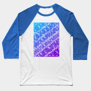 Blue to Purple Wireframe Geometric Abstract Artwork Baseball T-Shirt